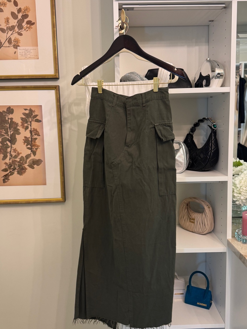Local European Olive Utility Maxi Skirt